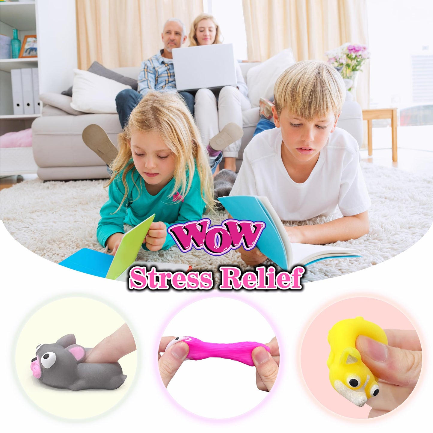 Jiaho 6 Pcs Dog Mochi Squishy Toys For Kids Party Favors, Animals Sensory Toys Kawaii Squishies For Classroom Prizes, Stress Bal