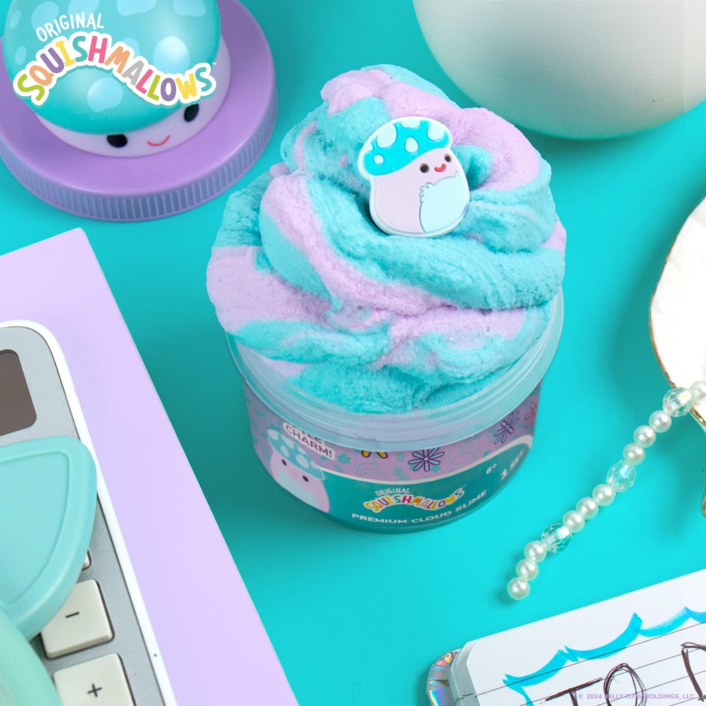 Squishmallows Pyle The Mushroom Premium Grape Scented Slime, 8 Oz, 3 Fun Slime Add Ins, Great Toys For 6 Year Olds