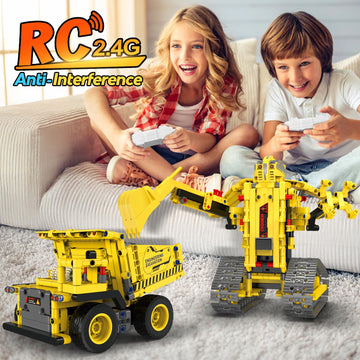 Hbuds Robot Building Kits, 5-In-1 Stem Toys For Boys Age 8-14, App & Remote Control Excavator Kids Construction Toys, Programmable Erector Sets, Educational Robotic Kit Gifts For Girls Boys (555 Pcs)
