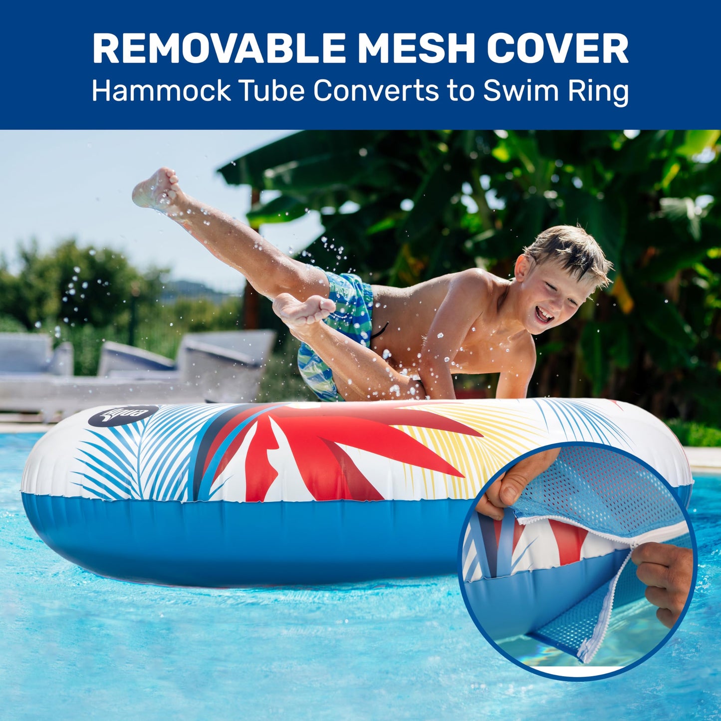 New Aqua 40” Birds Of Paradise Pool Hammock Float Tube With Mesh Center And Cup Holder – Floating Tube For Adults & Kids