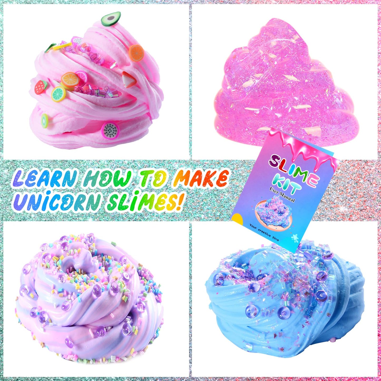 Inksbui Slime Kit Confetti Slime, Glimmer Crunchy Slime, Foam Slime, Jelly Cubes Slime, Stress Relief Toys, Party Favors For Kids, For Girl Boys 6 7 8 9 10 11 12
