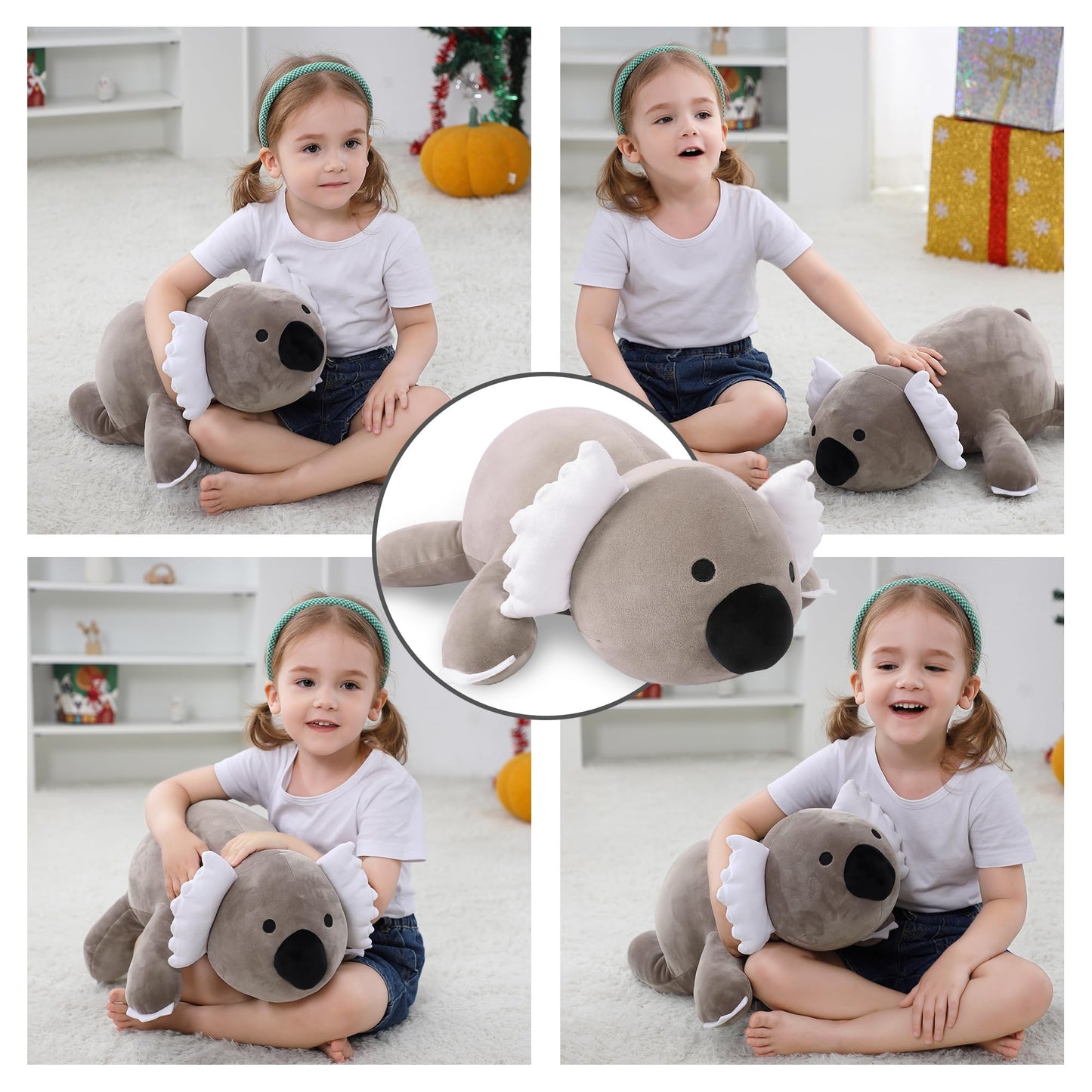 Webingo Weighted Stuffed Animals, 24'' Weighted Koala Plush Toy 4.2 Lb Soft Koala Stuffed Animal Pillow Cute Giant Plushie Gifts