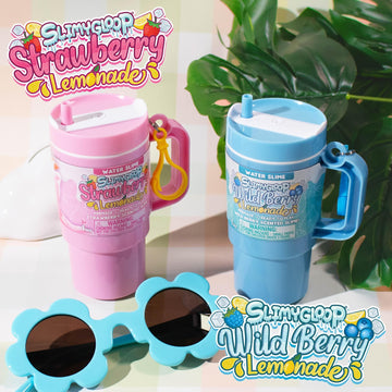 Slimygloop Lemonade Tumbler Bundle - 2-Pack Scented Slimes, Blue Raspberry & Pink Strawberry, Plastic, Kids Party Favors, Model 230437-R