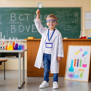 Gortykor Doctor Scientist Costume For Kids Lab Coat For Boys Girls Career Day Cosplay Dress Up (8-9 Years)