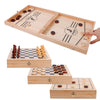Juegoal 4-in-1 Wooden Fast Sling Puck Set, Portable Chess Board Game for Kids & Adults, Beige, Model 2