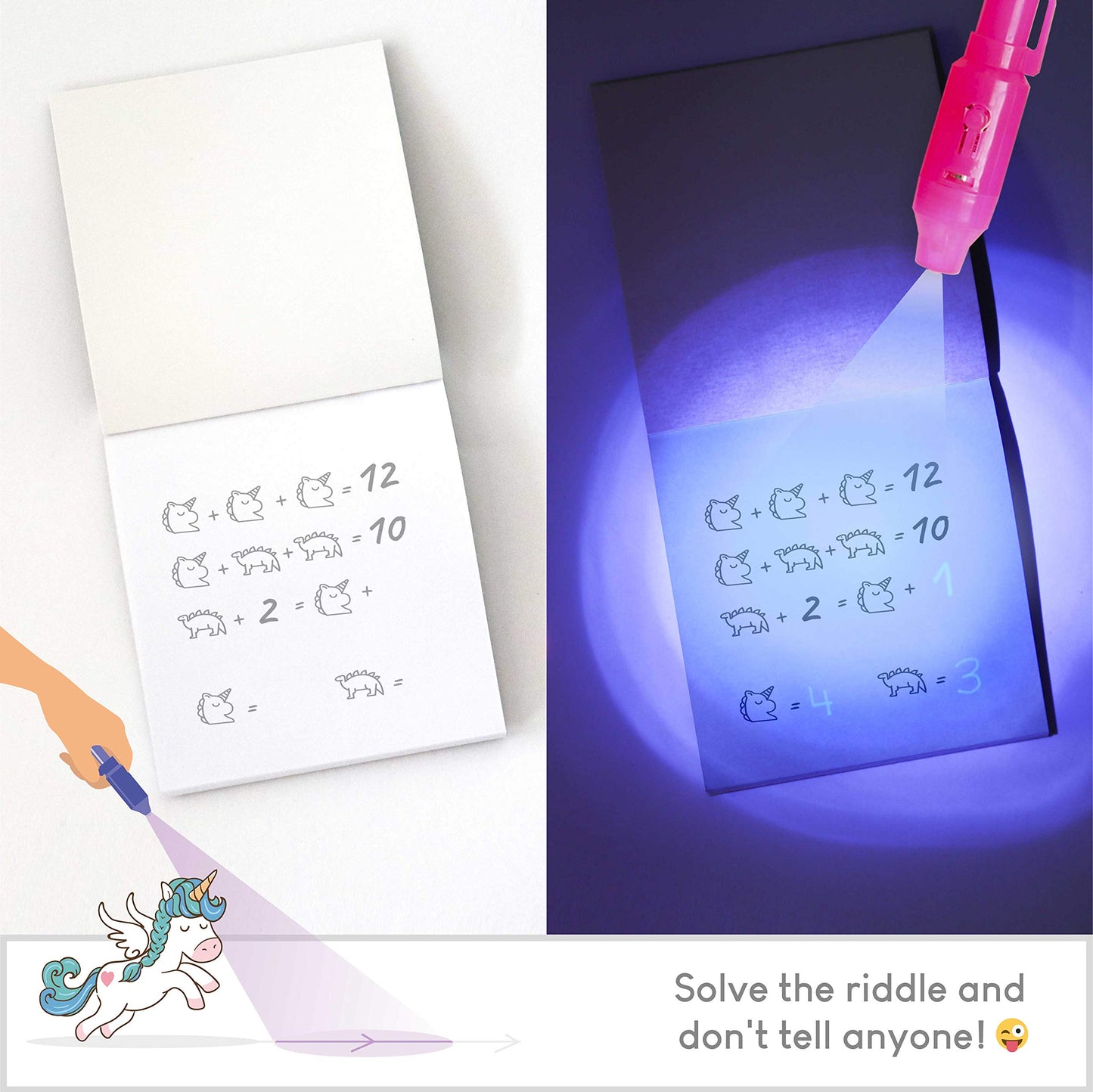 Bonnyco Invisible Ink Pen And Notebook Pack Of 16 Unicorn Party Favors For Kids | Spy Pen Unicorn Birthday Party Supplies, Prizes For Kids | Magic Pen Prizes For Students