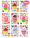 24 Pcs Make Your Own Cupcake Sticker Sheets For Kids, Cupcake Face Stickers For Kids Toddlers Crafts Activities Gifts Goodie Bag