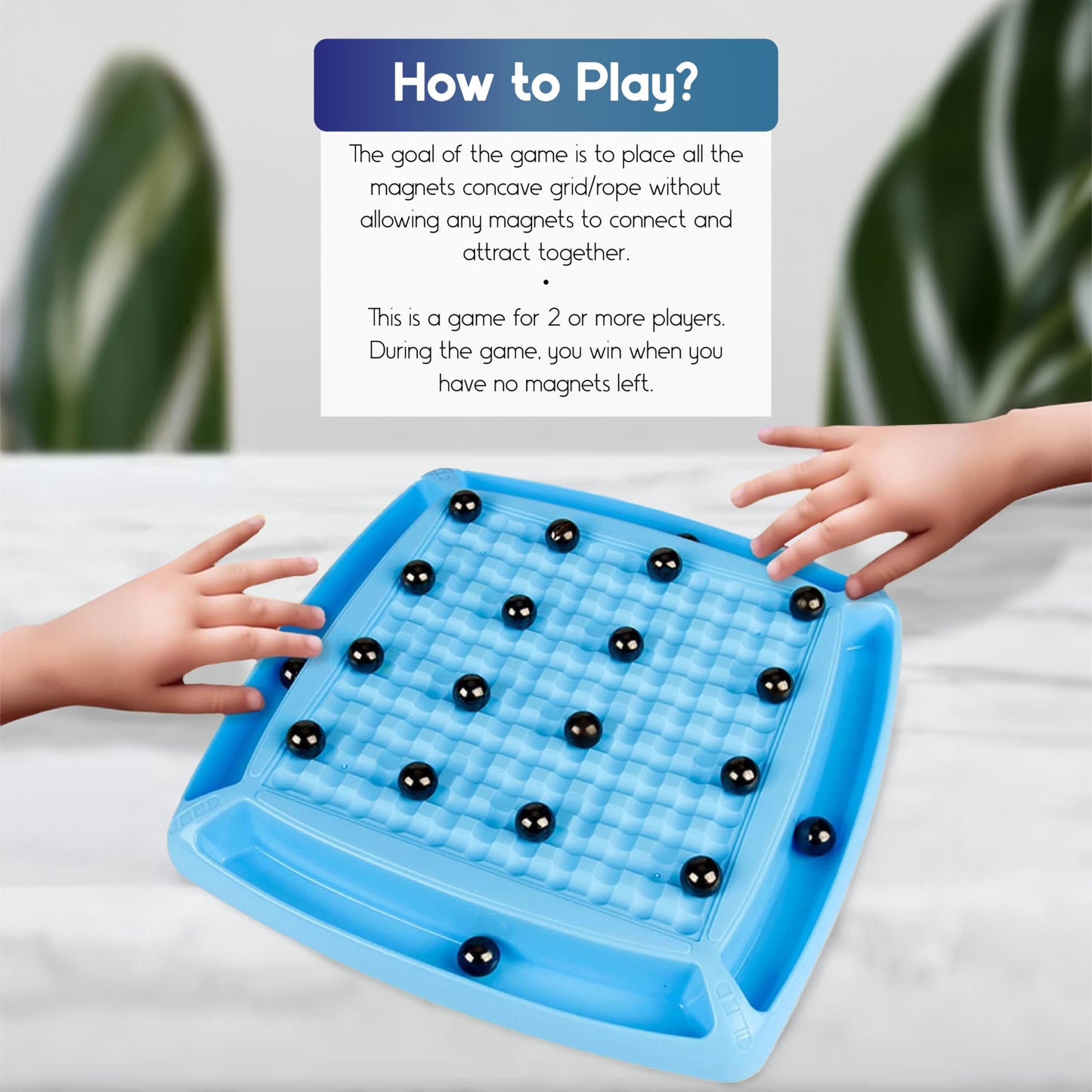 Dhrana Magnetic Chess Game Set - Black & White Strategy Board Game for Adults & Kids 6-12 with Stones & Strings