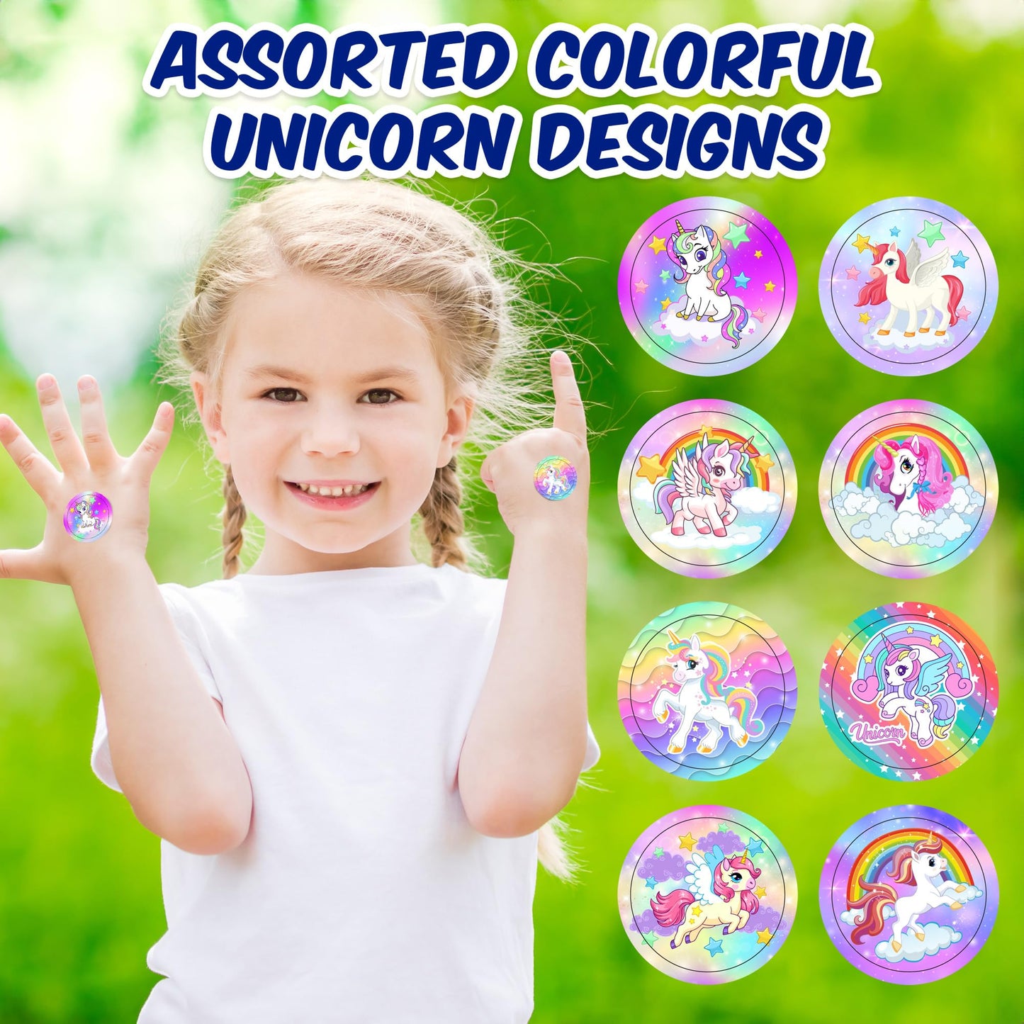 Playbees Unicorn Emoticon Sticker Rolls Reward Stickers Unicorn Party Supplies Mailing Seal Sticker 1.5 Inch Decal Stickers 200