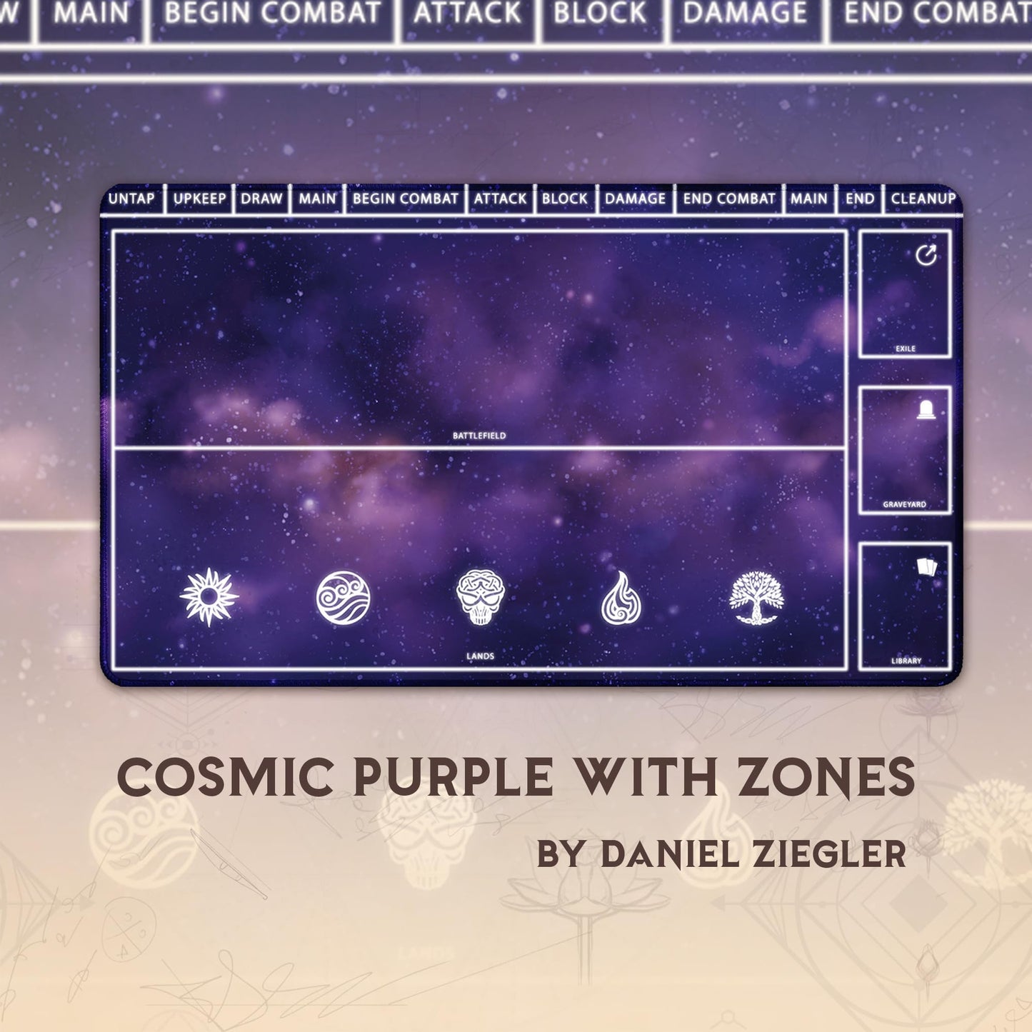 Paramint Cosmic Purple Playmat With Zones (Stitched) - Mtg Playmat - Compatible With Magic The Gathering Playmat - Play Mtg, Yug