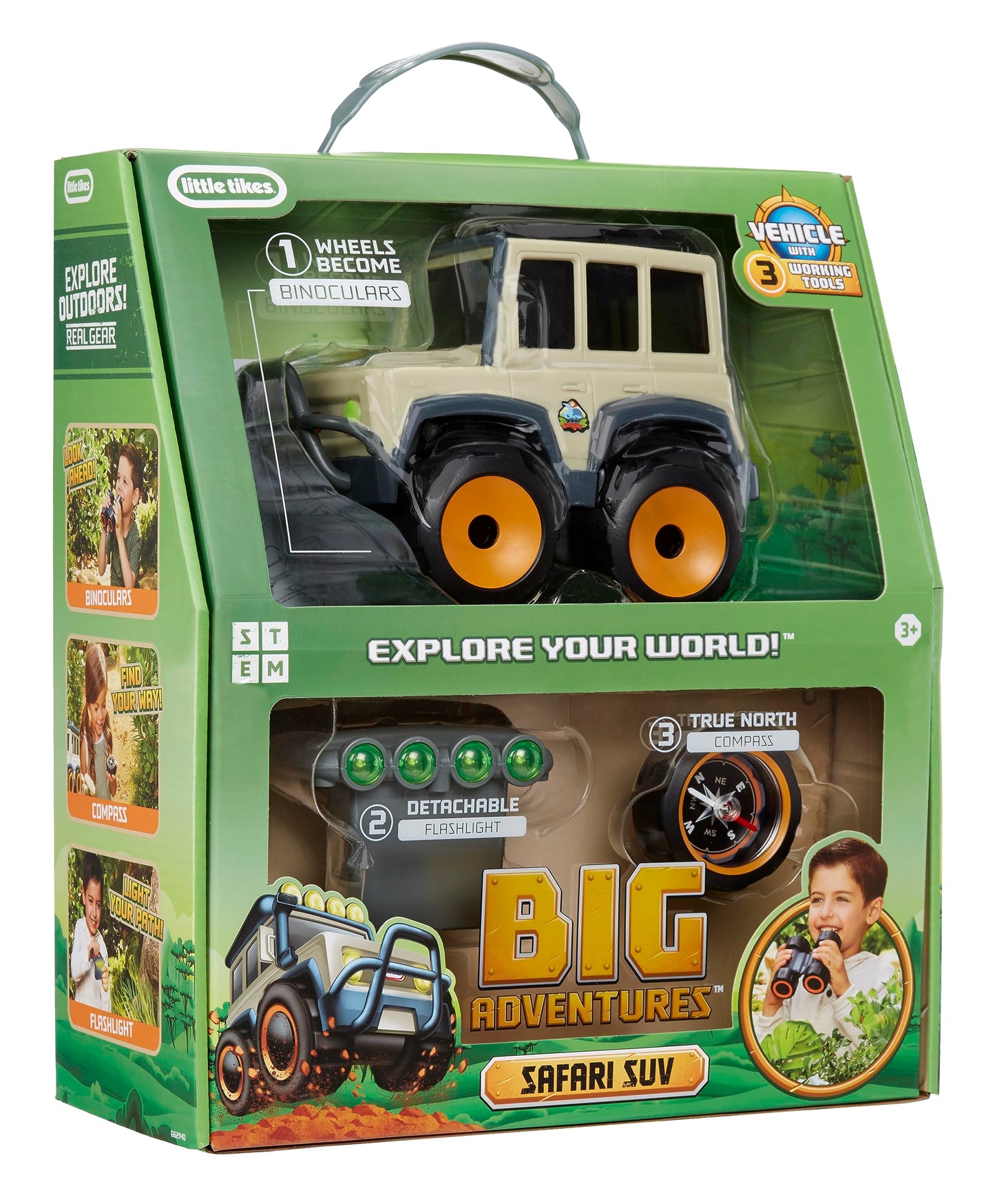 Little Tikes Big Adventures Binocular Searching Safari Suv Stem Toy Vehicle With Binoculars, Flashlight, And Compass For Girls,