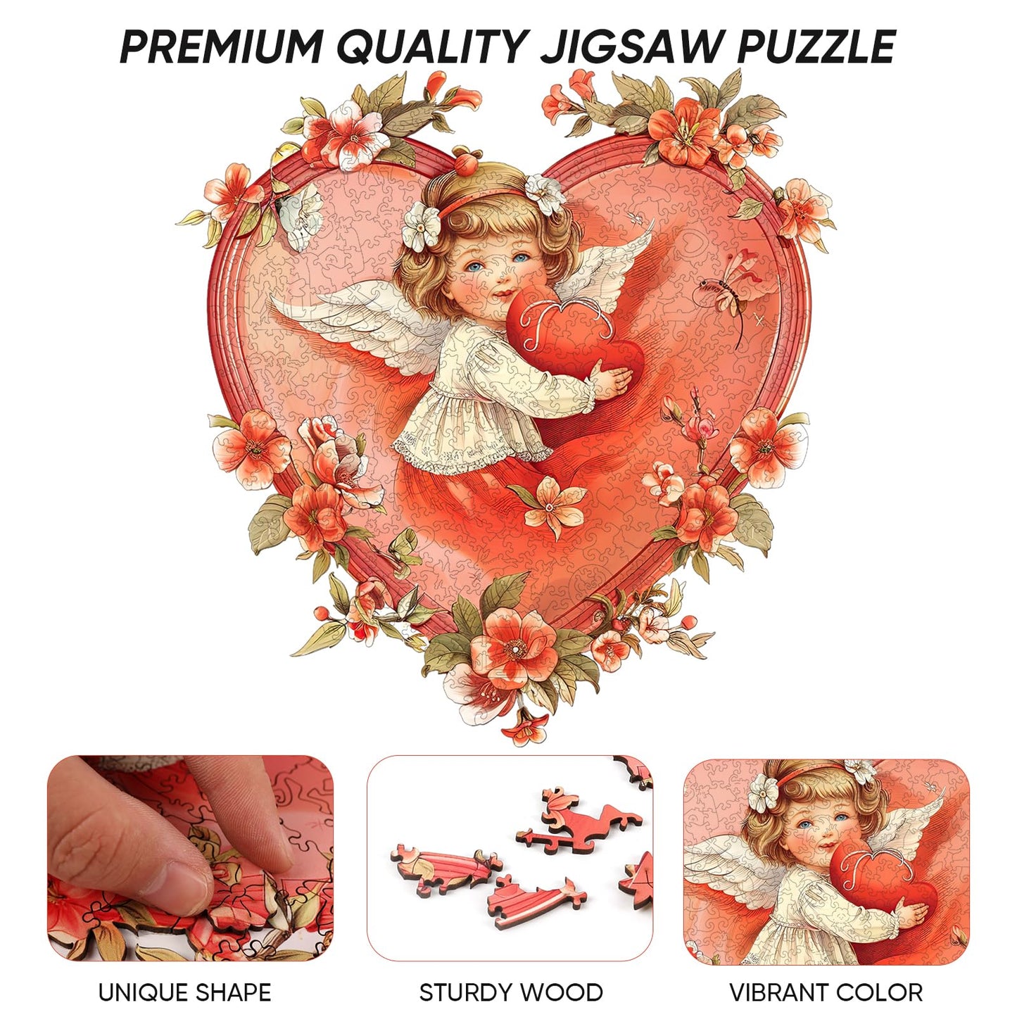 Qiuenisray Wooden Puzzles For Adults,Angel Baby Wooden Jigsaw Puzzles 200Pcs,10.4X10.9In,Medium,Unique Shape Adult Puzzles,Irreg