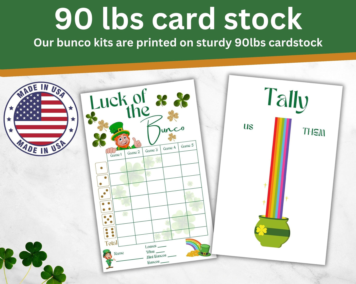 Bunco St. Patricks Day Bunco Theme Set. It'S Bunco Time! Themed Bunco Game Kit Includes Score Sheet, Tally Sheet, Ghost Player,
