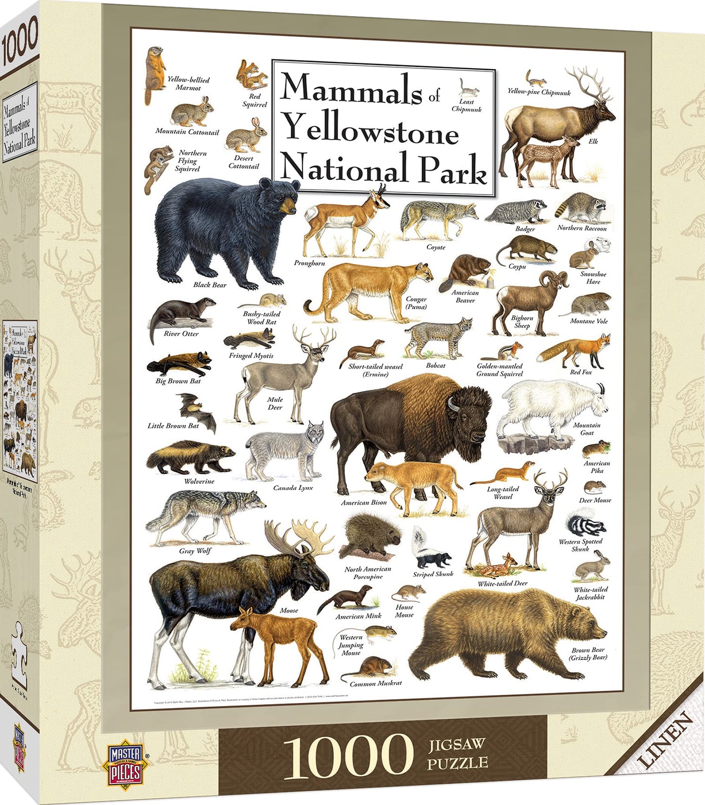 Masterpieces 1000 Piece Jigsaw Puzzle For Adults, Family, Or Youth - Mammals Of Yellowstone National Park - 19.25' X26.75