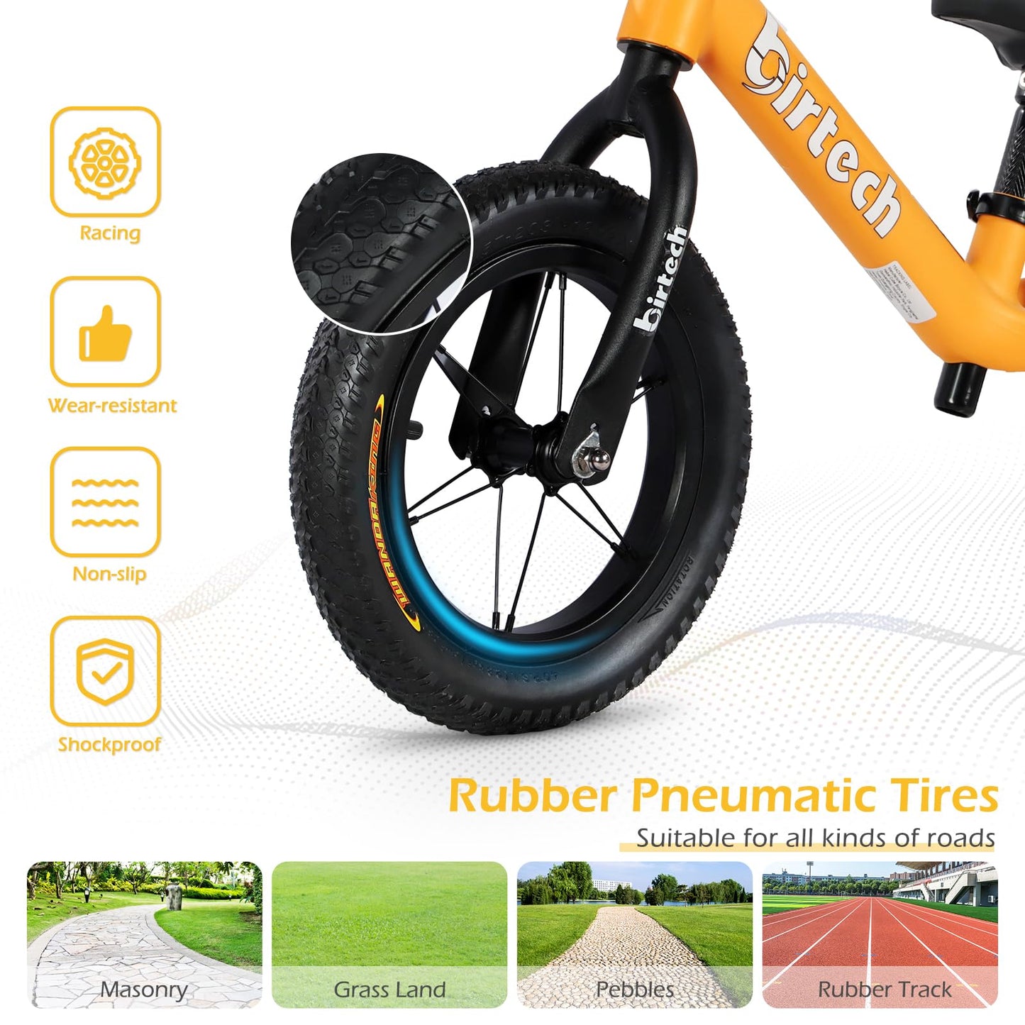 12' Balance Bike For 2, 3, 4, 5 Year Old Boys And Girls, Lightweight Nylon Frame Toddler Training Bike No Pedal Bikes For Kids With Adjustable Seat And Air Tires (Yellow)