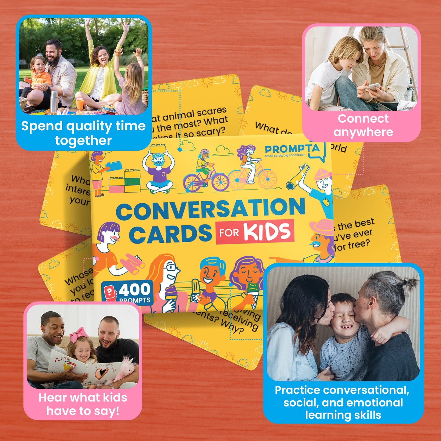 Conversation Cards For Kids - 400 Fun Conversation Starters For Family Game Night Or Dinner - Road Trip Must Haves Travel Games