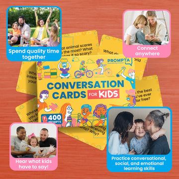 Conversation Cards For Kids - 400 Fun Conversation Starters For Family Game Night Or Dinner - Road Trip Must Haves Travel Games