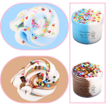 12 Pack Cloud Slime Kit Two-Toned Fidget Toy, Educational Slime Toys, Birthday Gifts Prize Party Favors For Girl Boys Kids 6 7 8