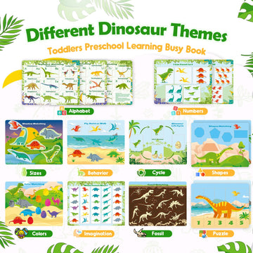 Easter Basket Stuffer Dinosaur Toys For Kids 3-5, My Preschool Busy Book Montessori Toys For 3 4 5 6 7 Year Old Boys Girls Preschool Learning Homeschool Activities Birthday Gifts For Kids Ages 2-4 5-7