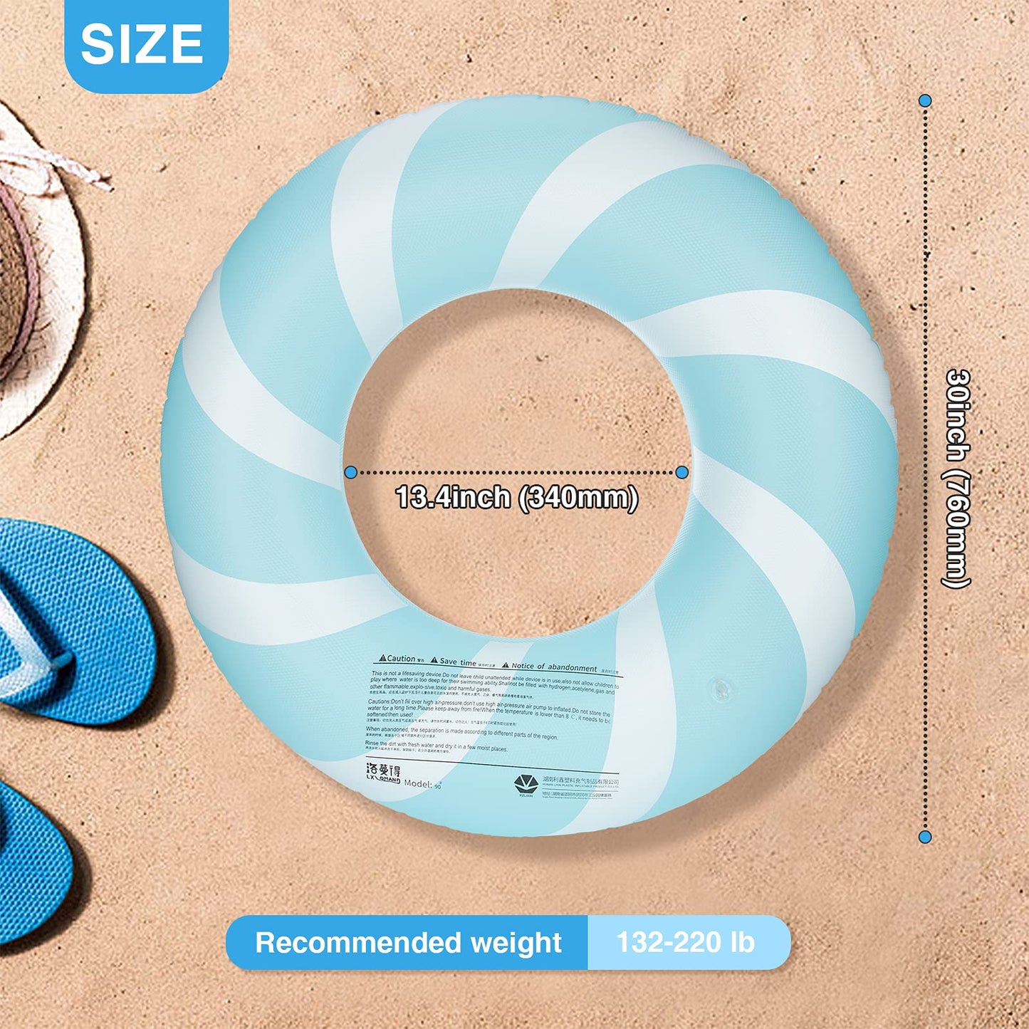 Bestrip Inflatable Pool Float for Adults and Kids, 13.4"x30", Blue, Model BP400, Ideal for Beach and Pool Parties