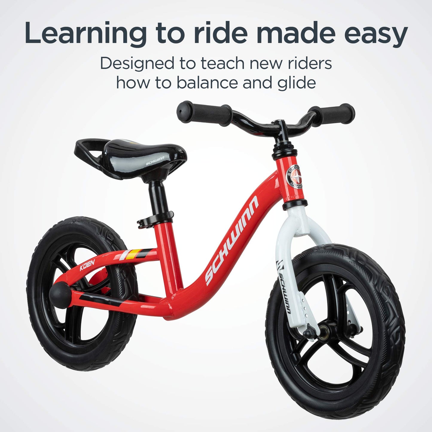 Schwinn Koen & Elm Toddler Balance Bike, 12-Inch Wheels, Kids Ages 1.5-4 Years Old, Rider Height 28-38-Inches, Training Wheels Not Included, Red