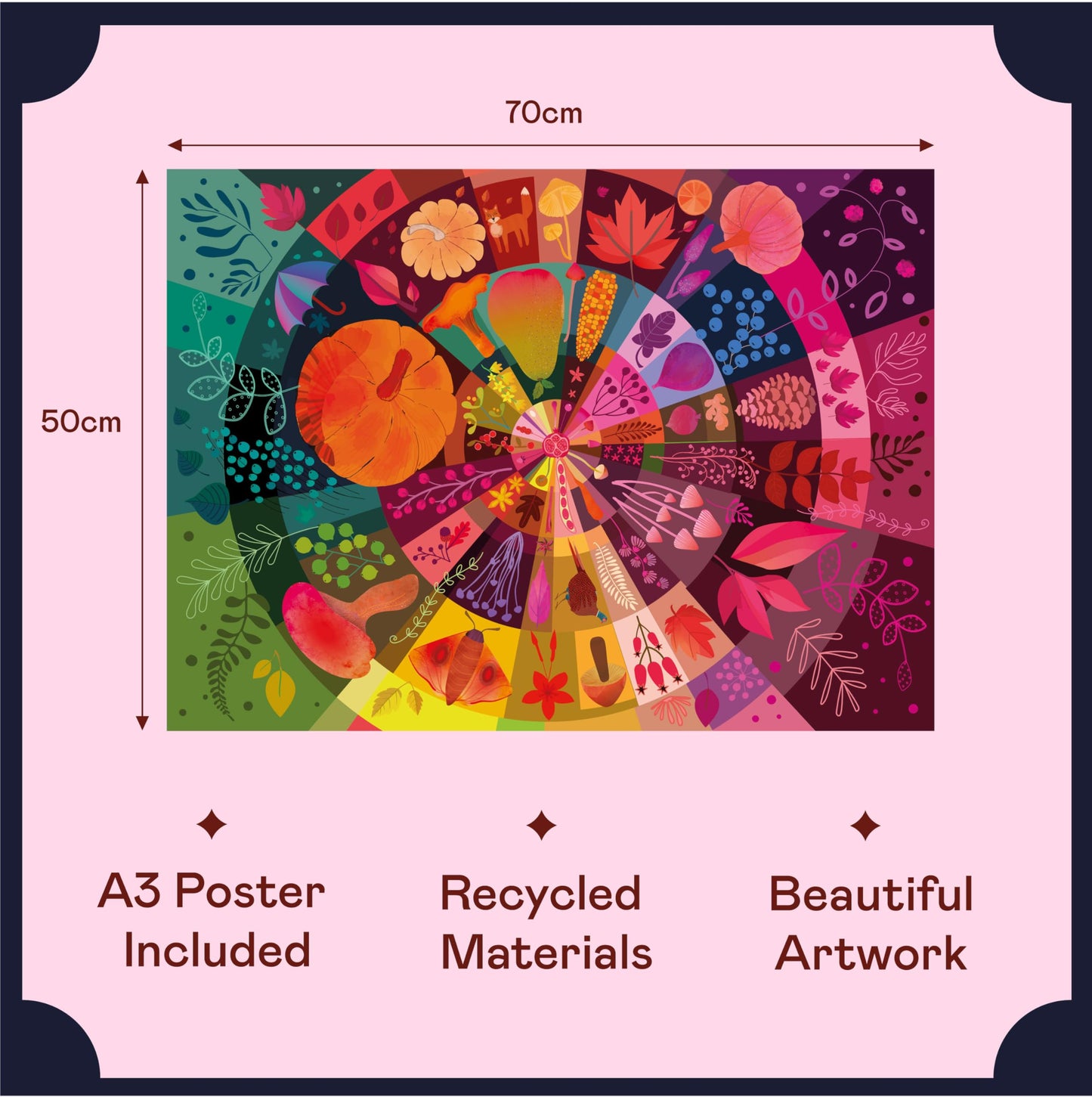 Elena Essex Jigsaw Puzzles 1000 Pieces For Adults - Autumn Wheel | Fall Puzzles | 1000 Piece Puzzle | Cosy Mushroom Pumpkin Fall Puzzle | Jigsaw Puzzle Size 20X28 Inches
