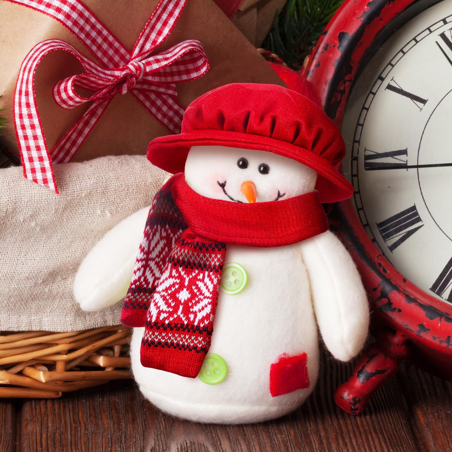 4 Pack Doll Clothes Christmas Mini Snowman Hats Scarf, Santa Knit Hat Christmas Tree Scarf For Doll Elf Santa Mini Snowman (Styl