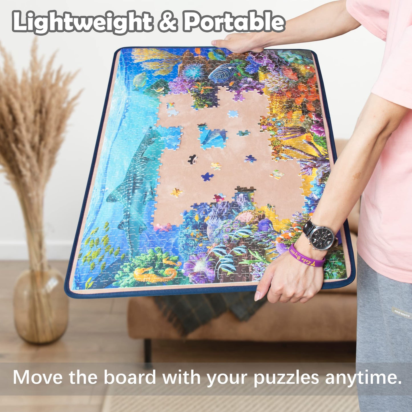 Becko Jigsaw Puzzle Board with Covers Portable Puzzle Mat for Puzzle Storage Puzzle Saver, Non-Slip Surface, Up to 1000 Pieces (