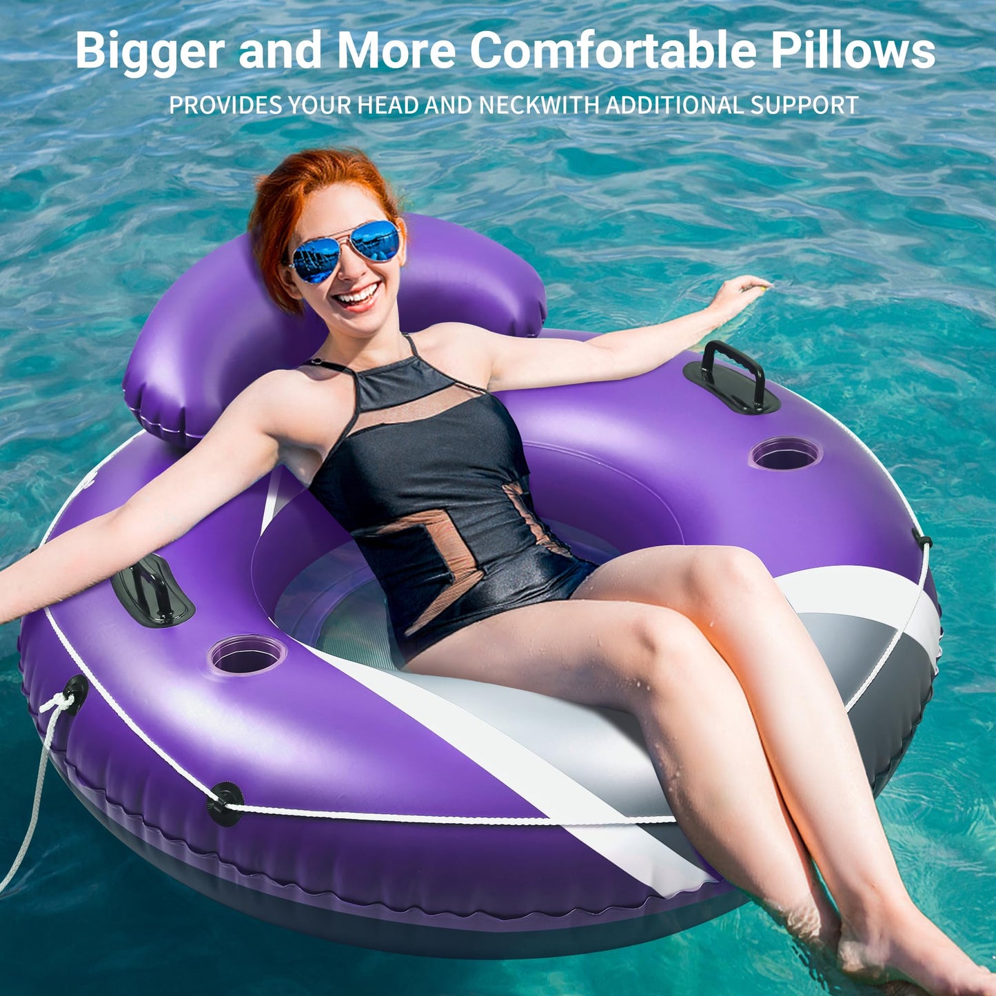 River Tubes for Floating Heavy Duty Pool Float mature-themed 45 Inflatable Float Tube for Beach Lake Rafting River Floats with Mesh Bottom