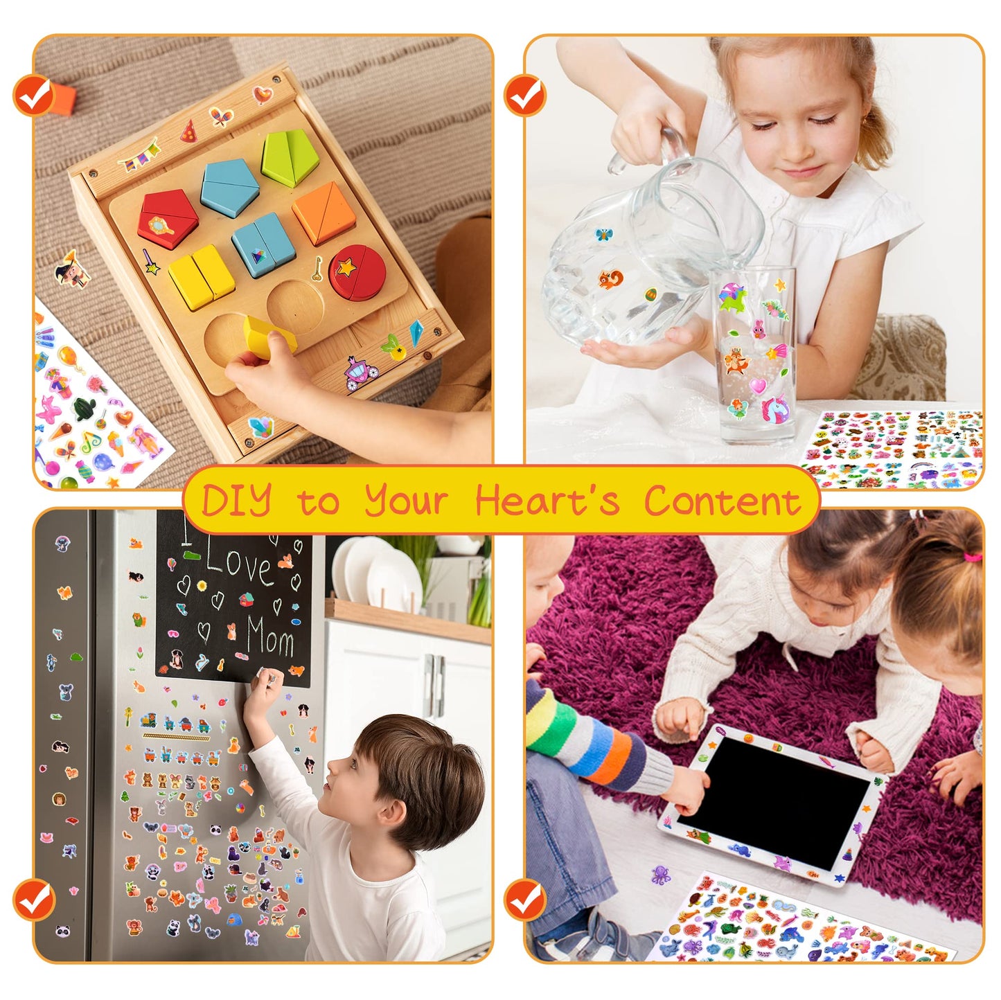 3D Puffy Stickers For Kids, 800+ Stickers For Toddlers, Including 4 Diy Scene Cards Of Fantasy Fairy Princess Unicorn Dinosaur A