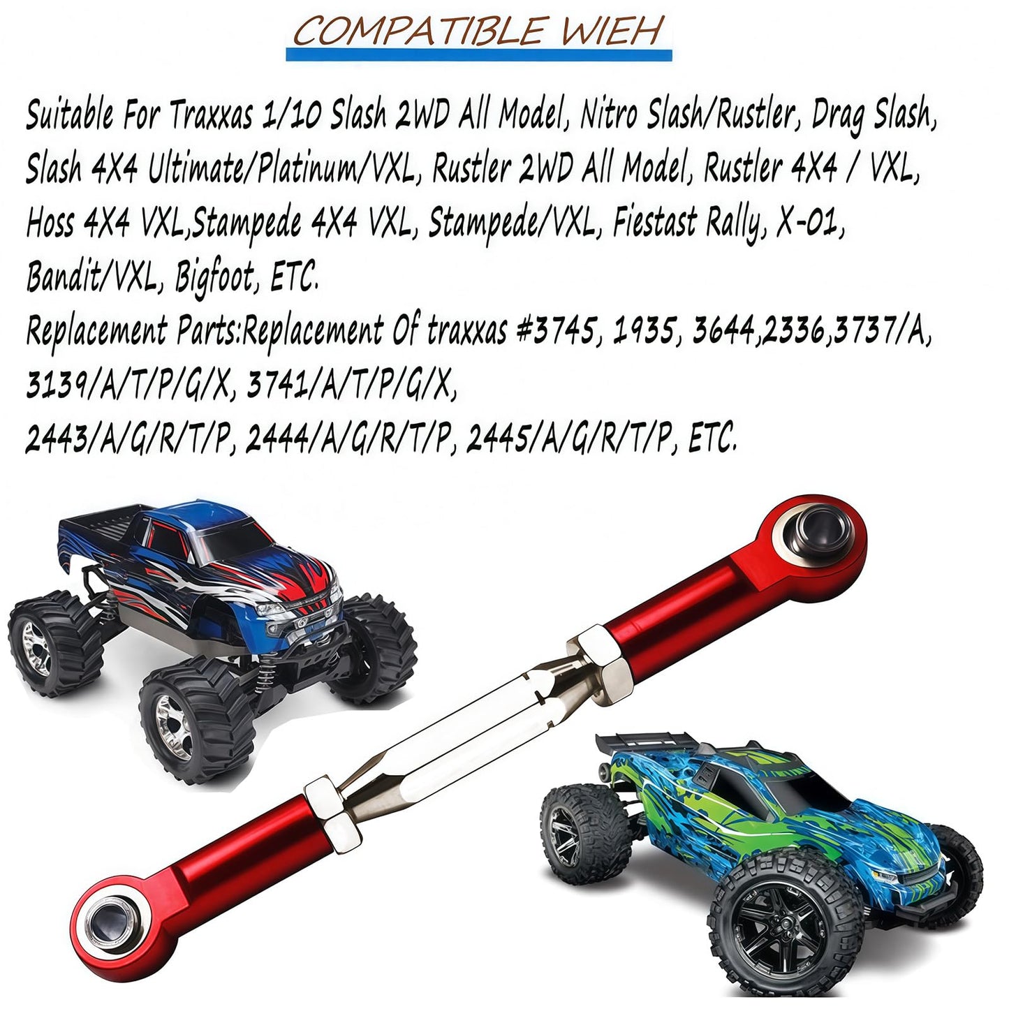 Upgrade Metal Turnbuckles/Camber Link For 1/10 Traxxas Slash 4X4/2Wd, Rustler 4X4/2Wd, Hoss 4X4, Stampede 4X4/2Wd Vxl, Nitro Sla