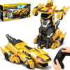 Ufilni Kids Toys Dinosaur Transform Rc Cars, 2.4Ghz Remote Control Car Transforming Robot with Flashing Light, 360 Rotation One