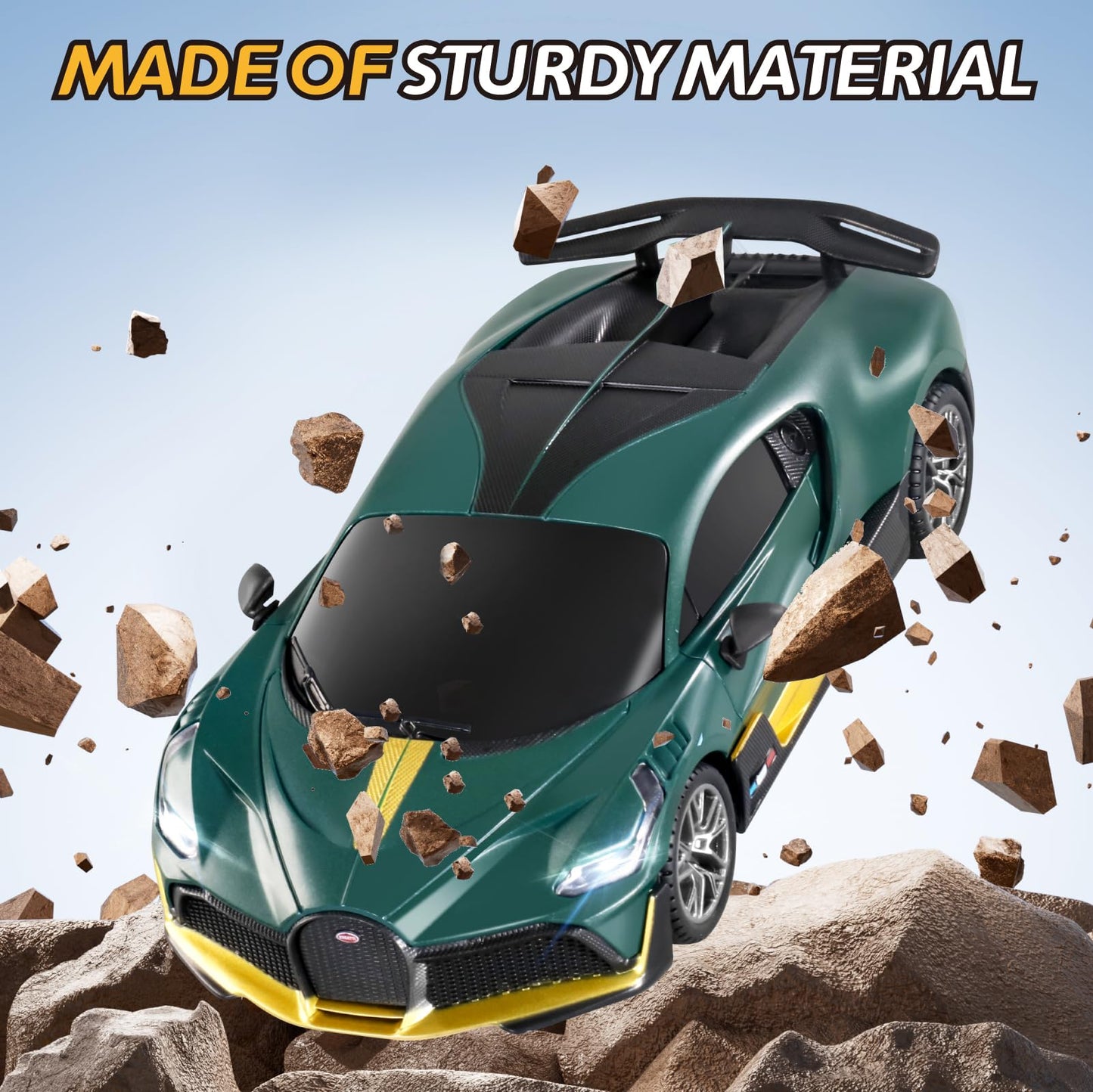 MIEBELY Remote Control Car - 1/24 Scale Fast Rc Race Car, Bugatti Divo 3.7V 500 mAh Car Toys with Headlight, Racing Hobby Car Mo