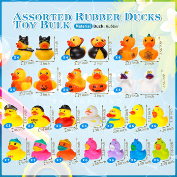 Leyndo 100 Pcs 2'' Rubber Ducks Party Favors Assorted Toy Bulk Mini Floater For Kids Trick Or Treat Supplies Goodie Bag Fillers