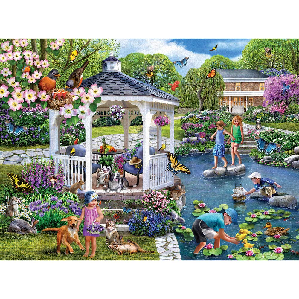 Bits And Pieces – 4-In-1 Multi-Pack 1000 Piece Jigsaw Puzzles For Adults – Glorious Gardens By Artist Mary Thompson, Completed Puzzle Size: 20' X 27'