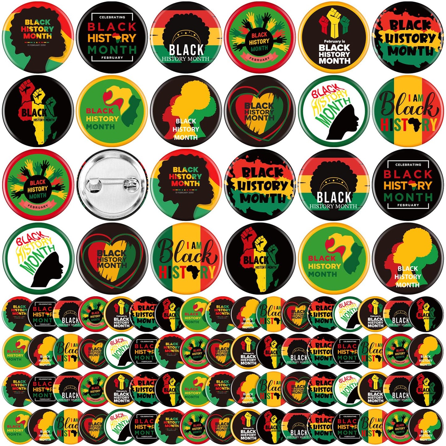 Sotiff 300 Pcs Black History Month Buttons Pins Bulks 1 Inch Round Black History Pride Pinback Metal Button Badges Decorations f