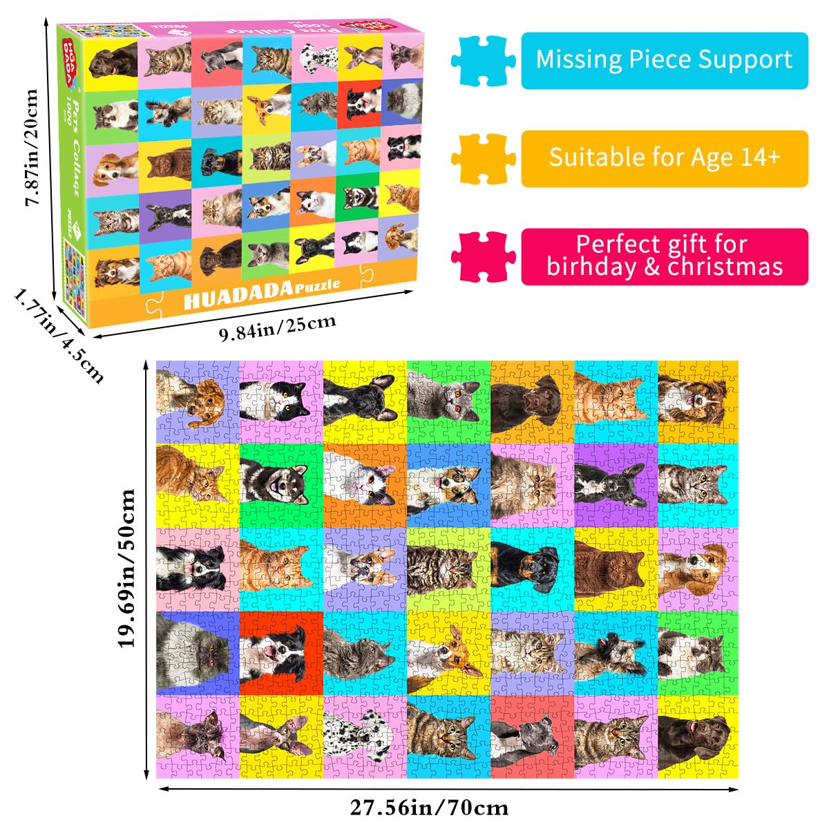 Jigsaw Puzzles For Adults 1000 Piece Puzzle For Adults 1000 Pieces Puzzle 1000 Pieces-Colourful Pets Collage