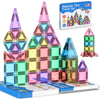 40PCS Mini Magnetic Tiles Travel Set Portable STEM Building Blocks for Kids with Metal Storage Box Montessori Sensory Toys for Classroom & Travel Christmas Gift for Boys & Girls