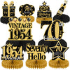 Elomy 70Th Birthday Decorations - 9Pcs Vintage 70Th Birthday Party Table Decorations For Women Black Gold 1954 Table Topper Hone