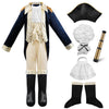 IKALI Kids George Washington Costume With Wig and Hat Accessories, Boys Children Hamilton American Colonial Day Outfit Uniform 1