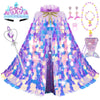 LIMIROLER Princess Dress Up Toys Princess Dress Up Clothes Rainbow Mermaid Cape Kit 9 Pcs Gift Set for Little Girls 3-8 Years Ol