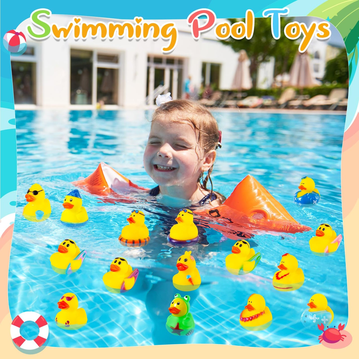 24 Pack Summer Rubber Ducks Jeep Ducks For Ducking Assorted Beach Ducks For Jeeps Duckies Games Bulk Ducks For Summer Holiday Pa