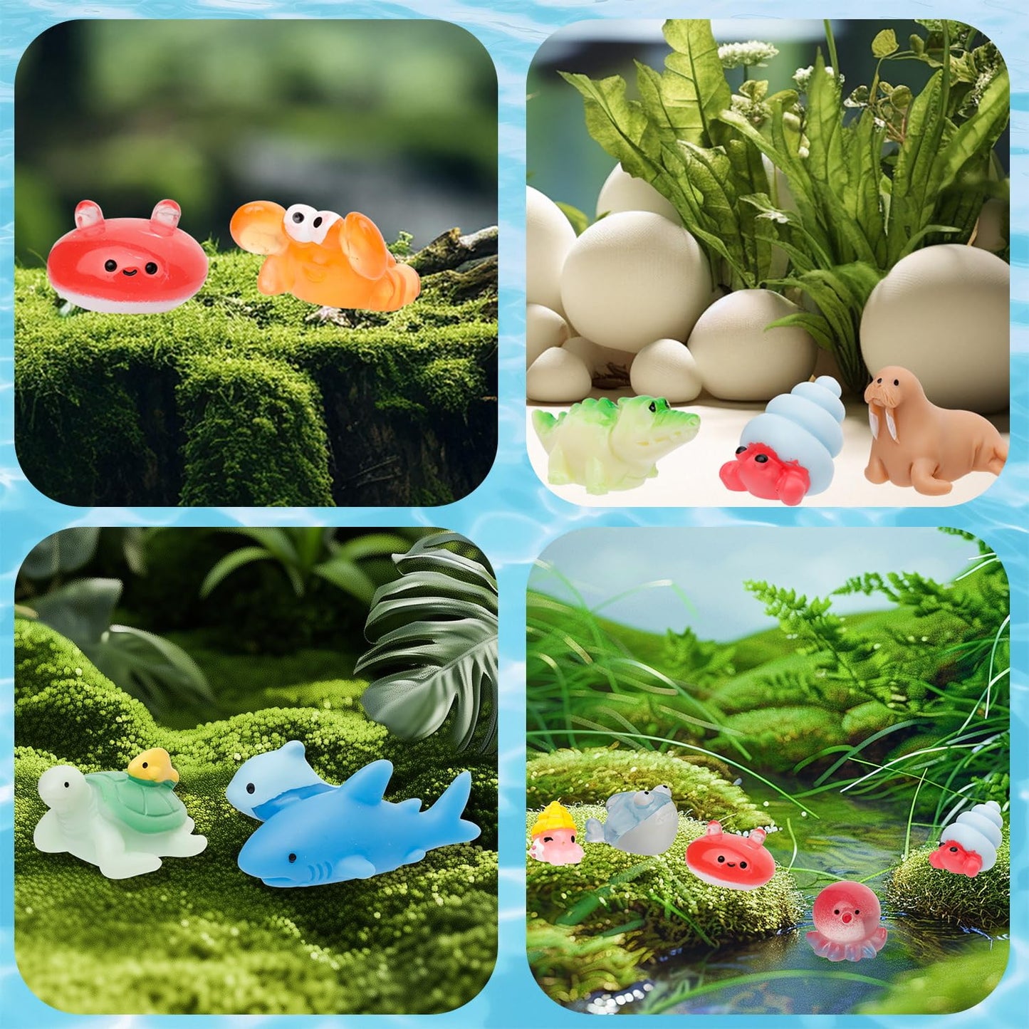 44 Pcs Mini Ocean Resin Animals 44 Styles Resin Animals Figurines Bulk For Fairy Garden Miniature Dollhouse Accessories Hide Cra