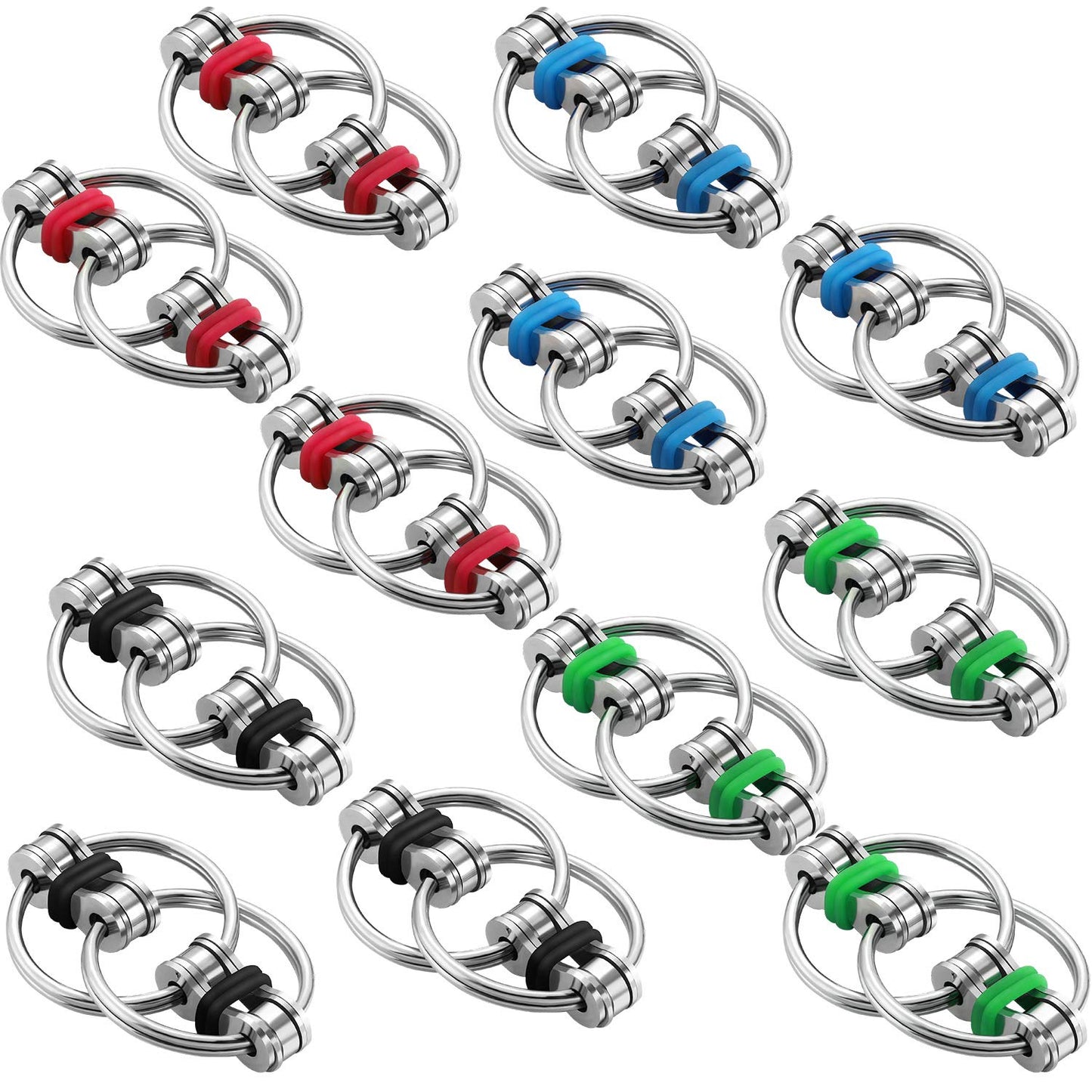 Gejoy 12 Pcs Bike Chain Fidget Toys Set Flippy Roller Chain Sensory Toy Handheld Ring For Adults And Teenagers In Learning Help Anxiety Relief For Adhd(4 Colors)