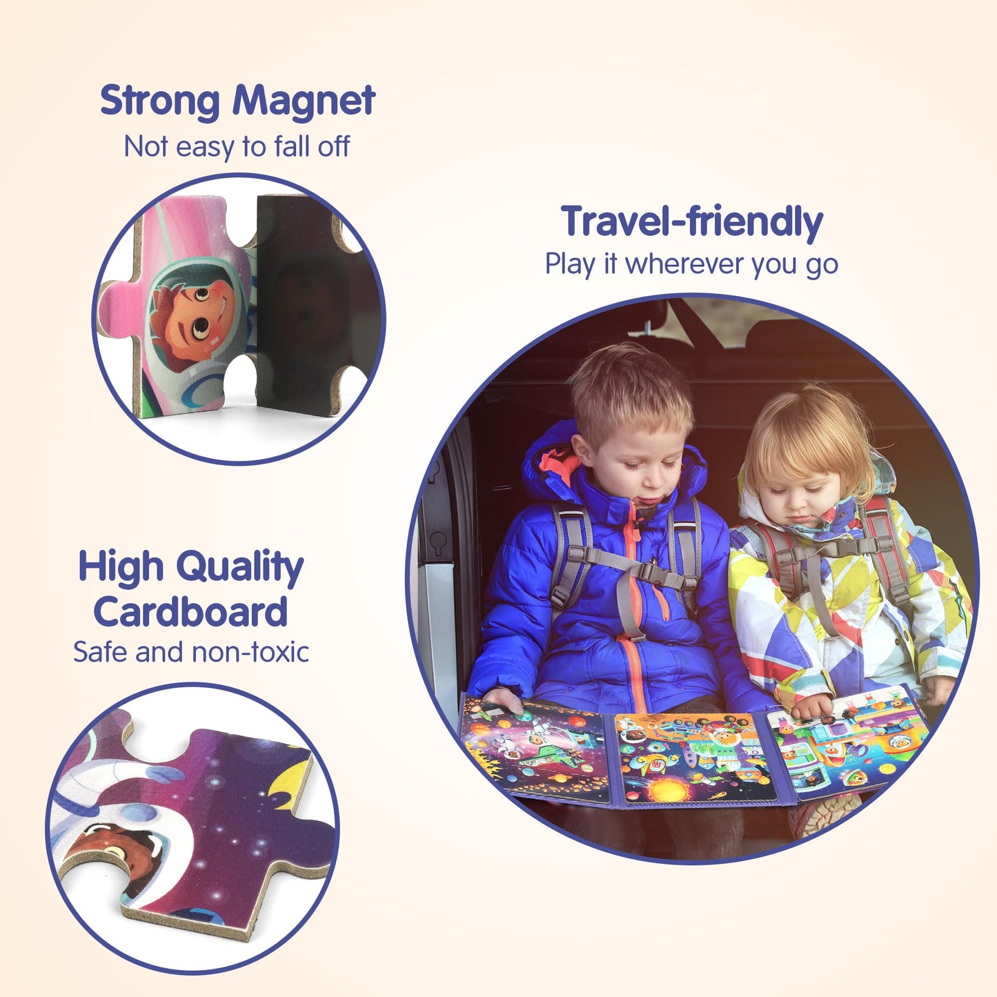 Synarry Magnetic Puzzles For Toddlers 3-5, Space Planets Solar System Puzzles For Toddlers 2-4, Travel Puzzles For Kids Ages 4-6 Car Airplane Road Trip Activities Games Gifts Toys For 3 4 5 6 Year Old