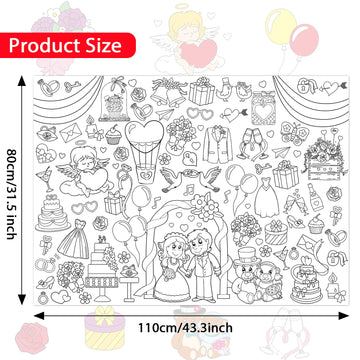 Naozinebi Wedding Coloring Poster For Kids Giant Coloring Poster Large Wedding Coloring Tablecloth Jumbo Coloring Books For Kids