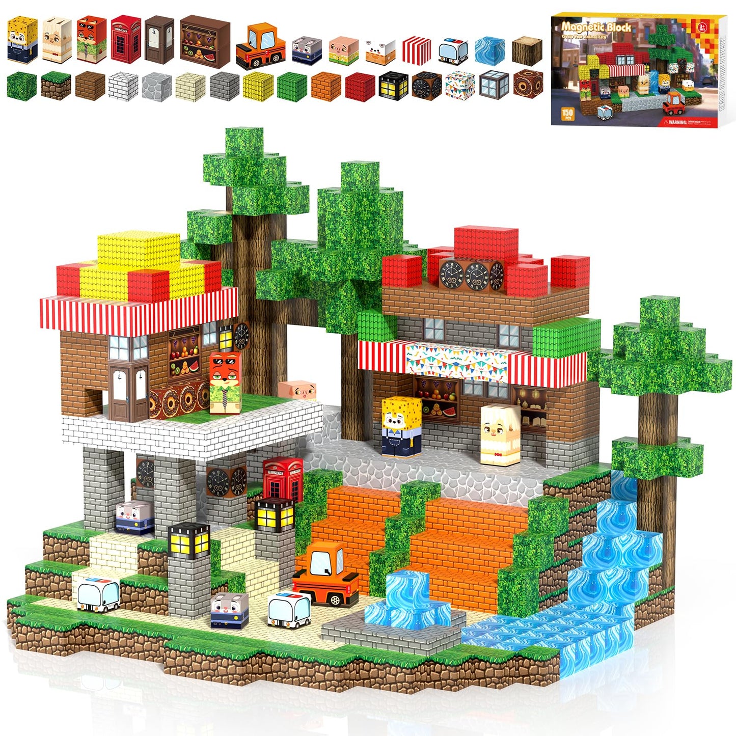 Kryzomat Magnetic Building Blocks, Magnetic Blocks, 150 Pieces For 3+ Years Old, Magnetic Blocks Toy Sets For Children, Boys, Gi