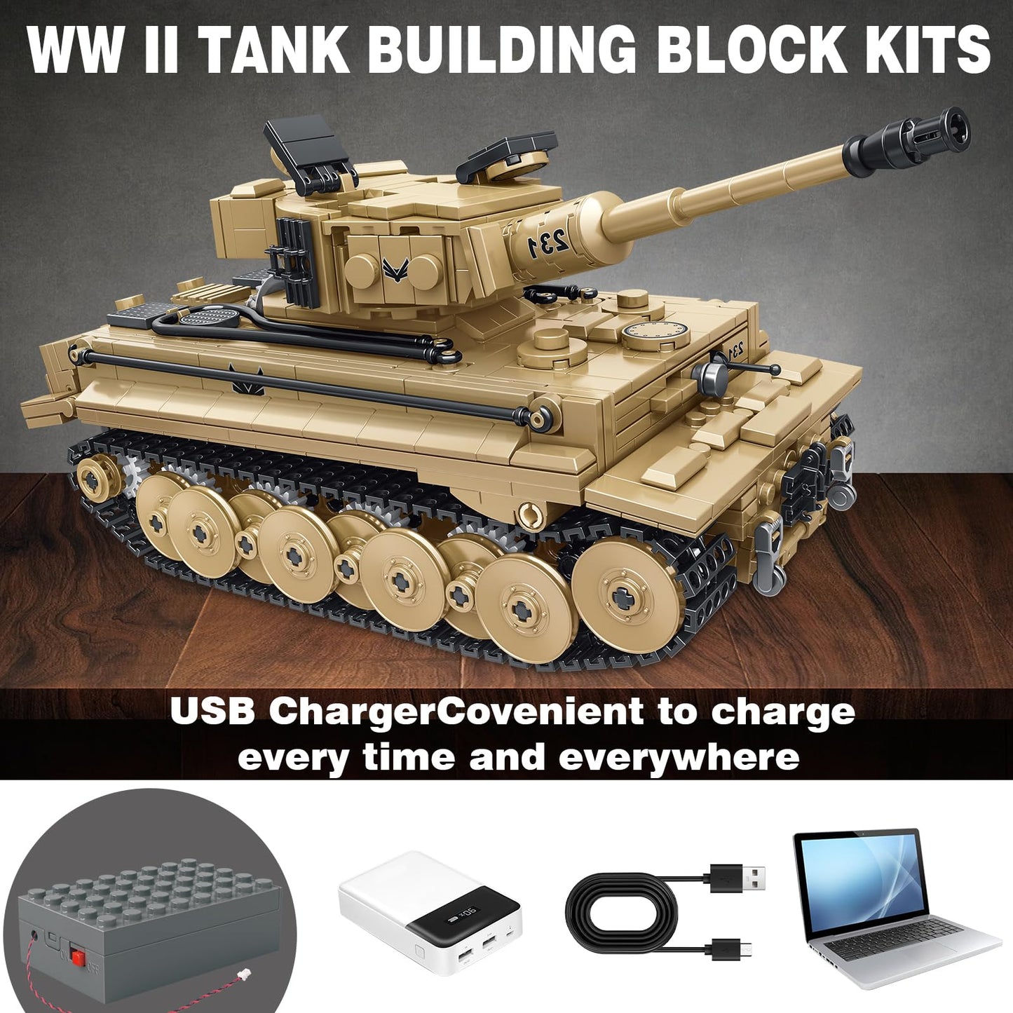 Bestmoment Military Tiger Rc Tank Building Toys -993 Pcs Ww2 Army Military Toys Building Blocks For Adults, World Of Tanks Build