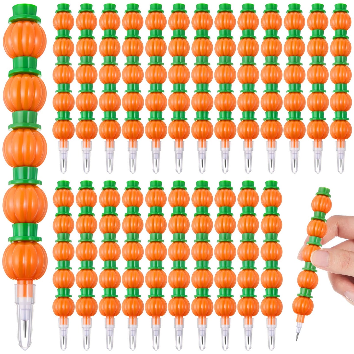 Faccito 48 Pcs Halloween Pumpkin Stackable Pencils for Kids Stacking Point Pencils Party Favors for Fall Halloween Pumpkin Thank