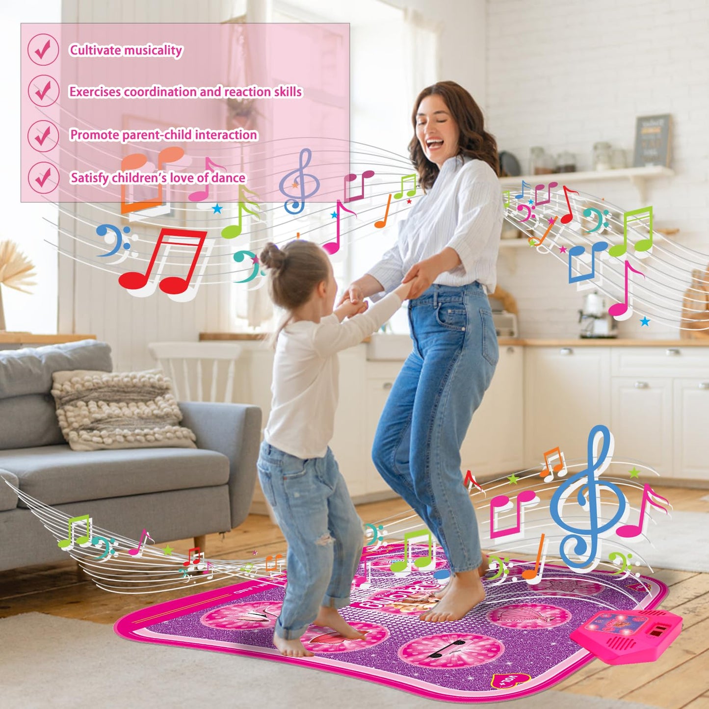 Princess Dance Mat Toy Gift - Popular Light Up Dancing Mat For Toddlers Kids Girls Ages 3 4 5 6 7 8 9 10 11 12 Year Old Christma
